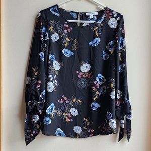 Nine West Floral Scoop Neck Blouse Size Small